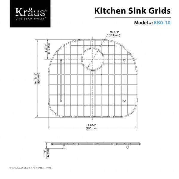 KBG10 Kraus Stainless Steel 20" x 17" Sink Grid & Reviews Wayfair